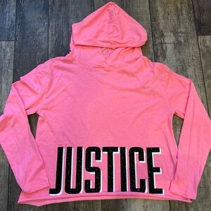 Girl’s size 18/20 Justice Active Hot Pink & Black Lightweight Hoodie